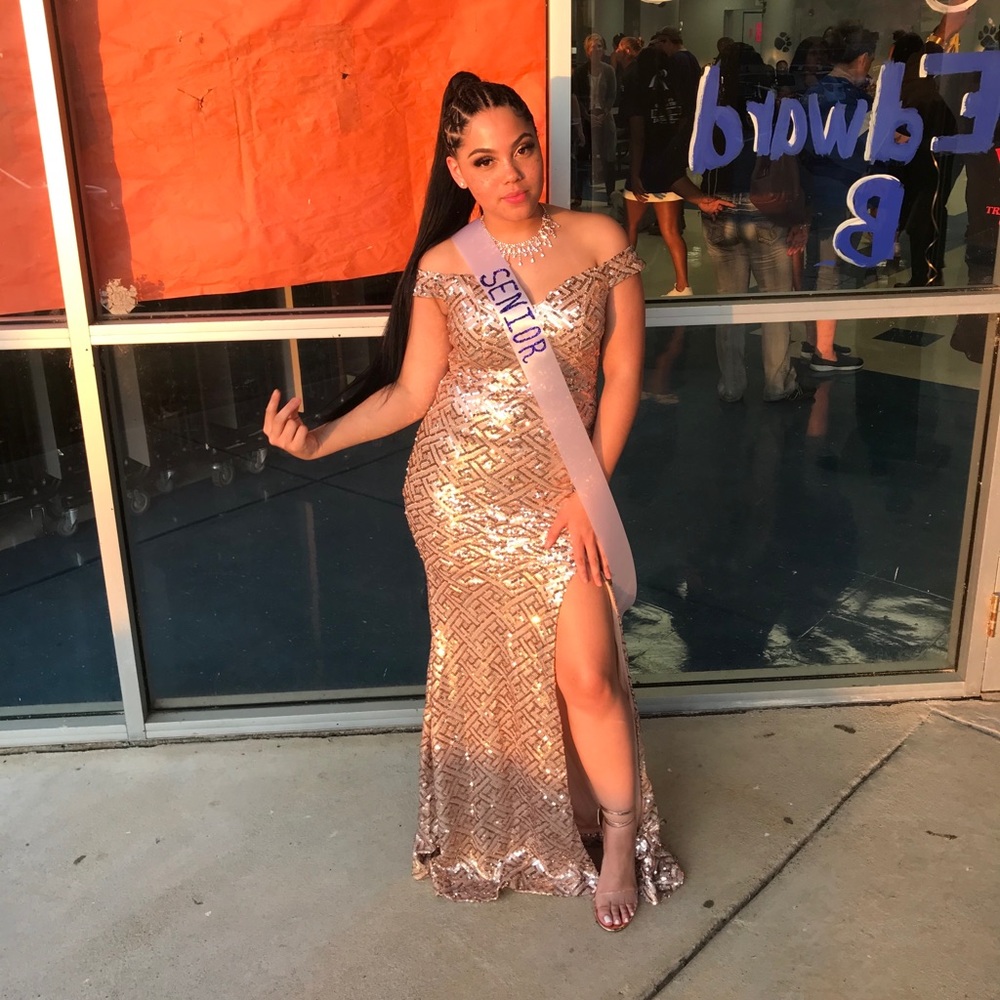 rose gold sequin prom/homecoming dress